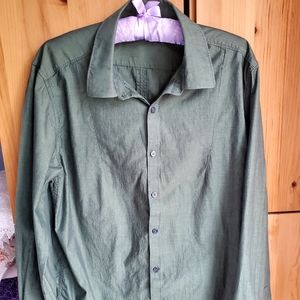 Kenneth Cole Women's Forest Green Long Sleeve Cotton Shirt size large